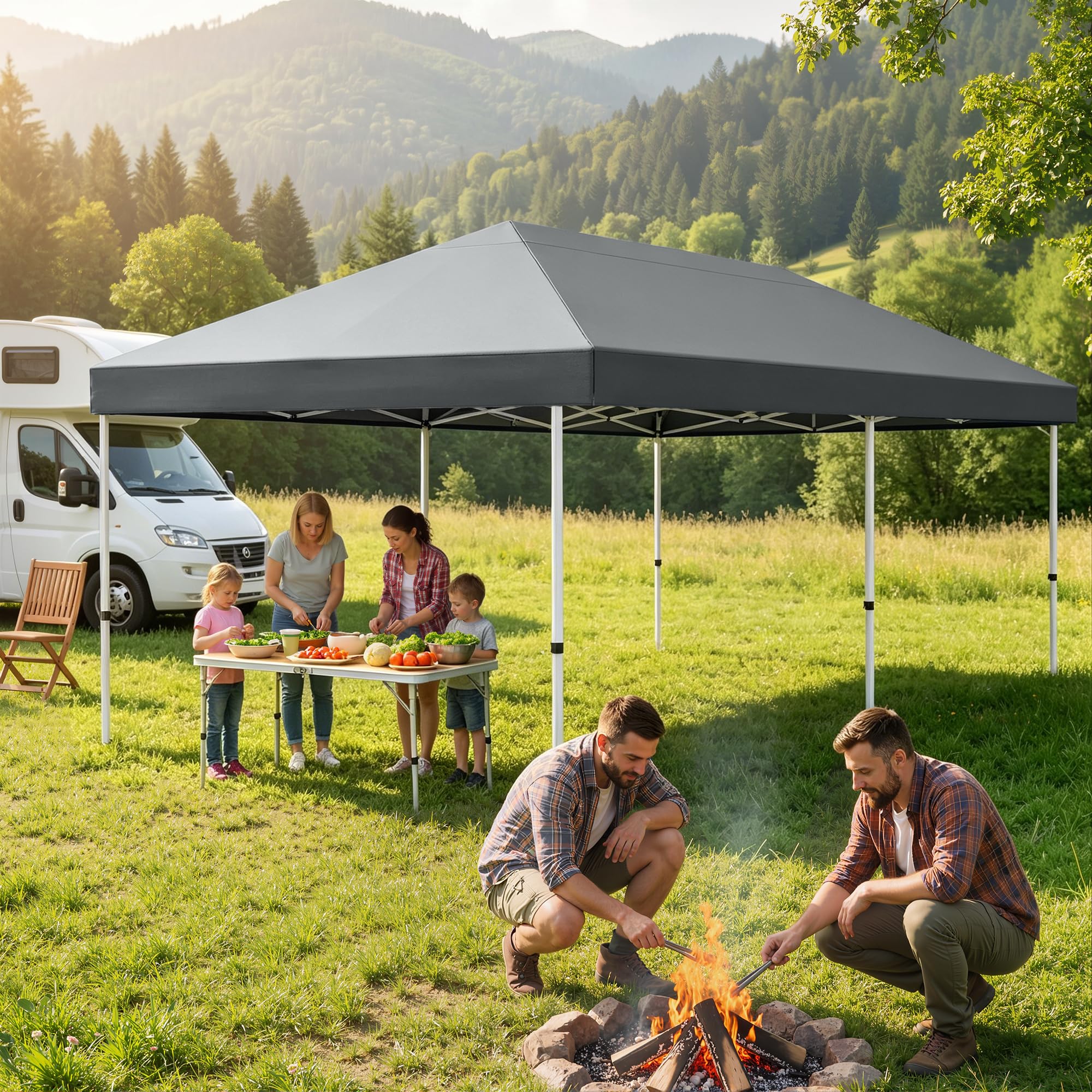 Fijinhom Pavillon 3x6 Wasserdicht Stabil Winterfest, Faltpavillon 3x6 Höhenverstellbar, Pop Up Pavillon UV Schutz 50+,Partyzelt Gartenpavillon Für Outdoor, Grau