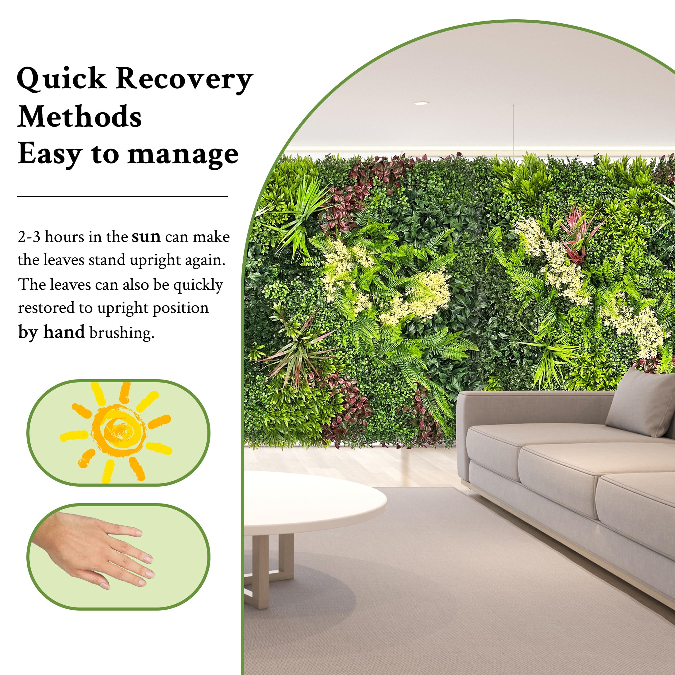 ODTORY Artificial 3D Plant Wall Panels: UV-Anti Faux Grass Wall Backdrop Boxwood Ivy Fence Privacy Screen Fake Greenery Leaf Hedge for Outdoor,Indoor,Garden,Backyard and Home Decor ()