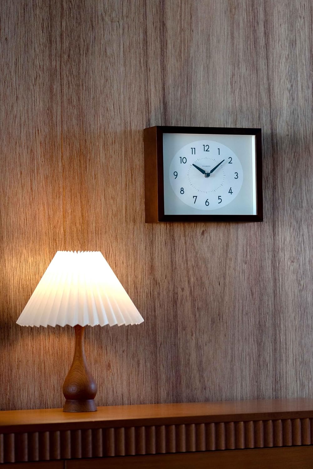 Wall Clock Desk Clock Japanese Handcrafted Solid Wood Clock Silent Non-Ticking Battery Operated Modern Decorative for Living Room Bedroom Office HINOKI Clock CH-071 (Dark Brown)