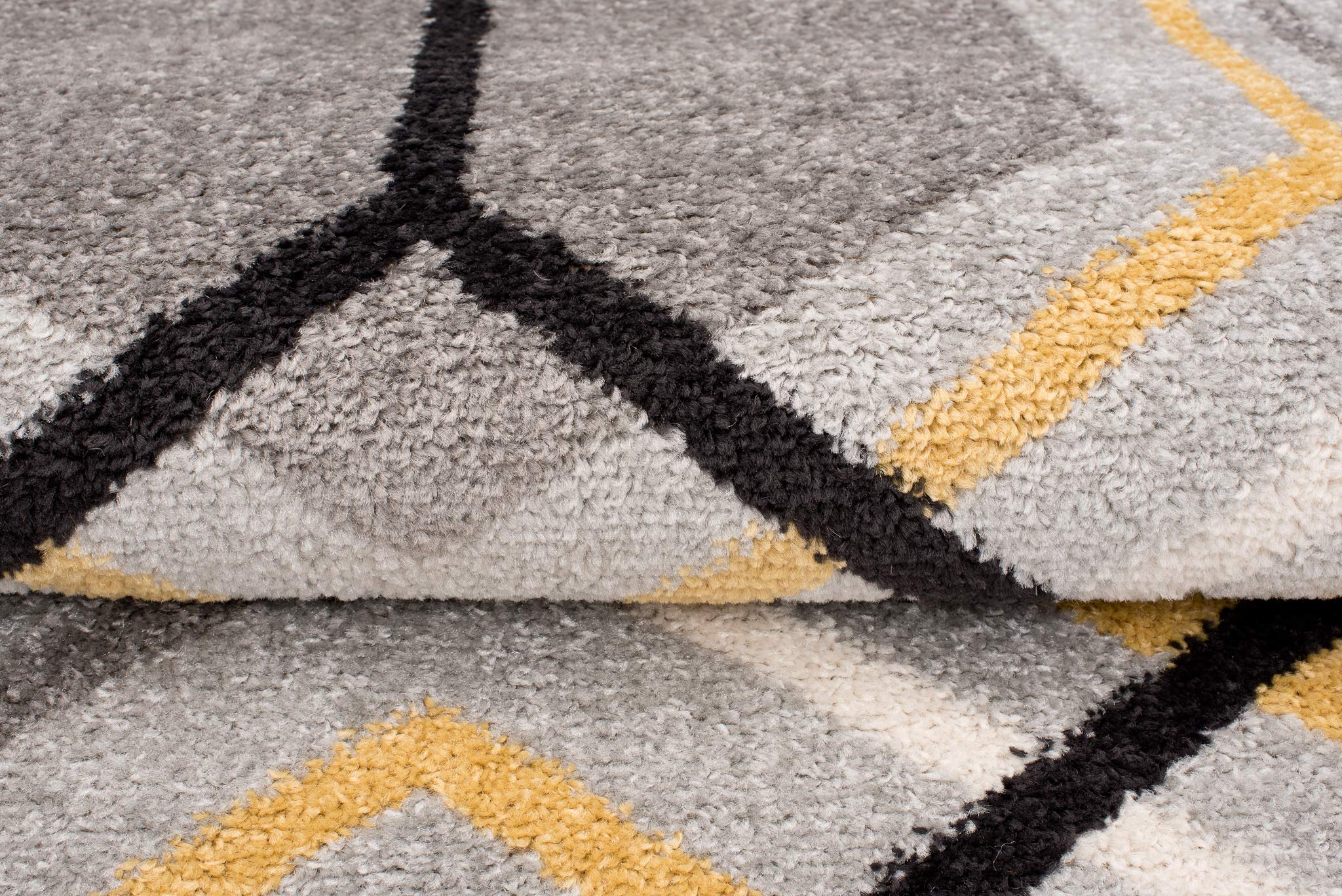 Tapiso LAZUR dywan do salonu, krótkie runo, nowoczesny, geometryczny kratka, szary, kremowy, żółty, jasnobrązowy, do sypialni, Ökotex 200 x 290 cm