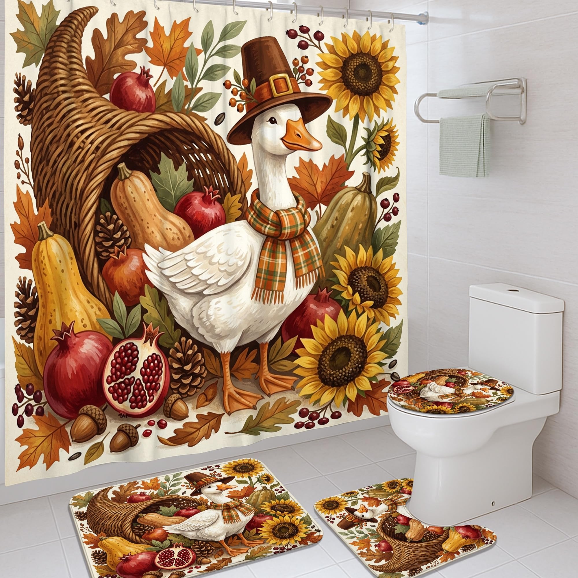 Rideau de douche de chambre d'amis motif oie pour salle de bain