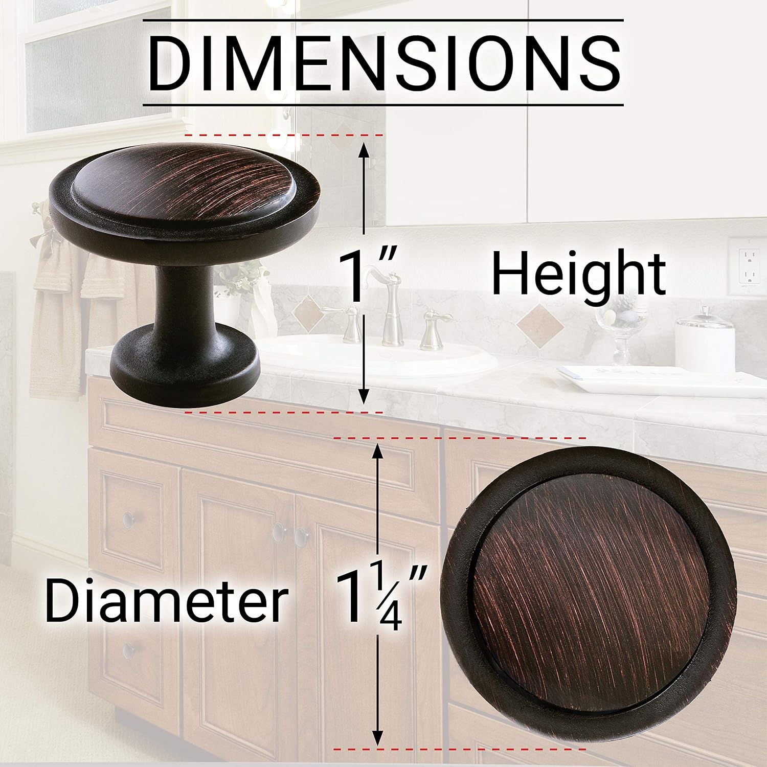 MP 26 Beautiful Cabinet knobs Oil Rubbed Bronze (26) Pack - Round Solid Metal knobs - Free Hardware Screws for Doors and Drawers - 1-1/4" Diameter