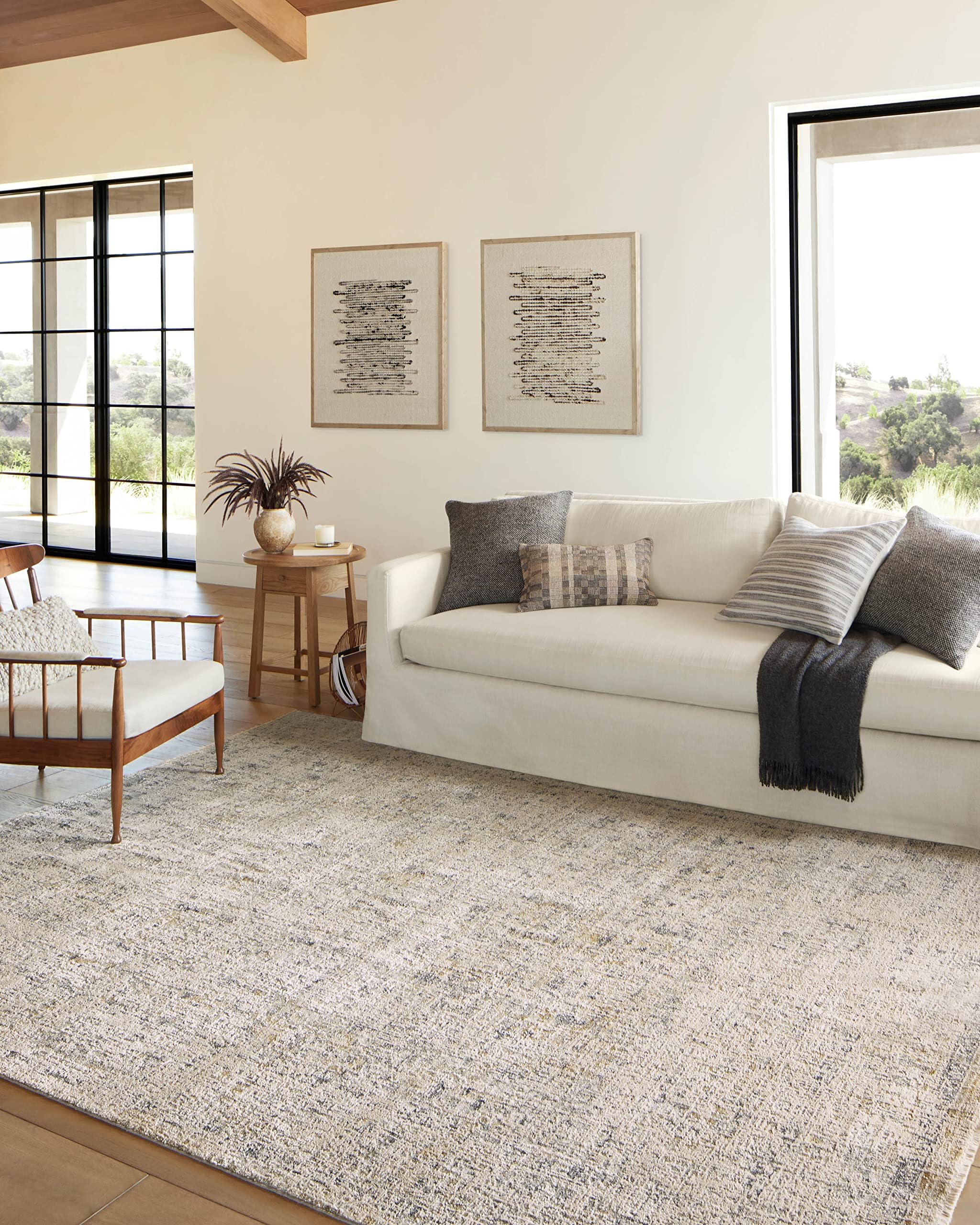 Amber Lewis Alie Collection ALE-02 Sand/Sky 5'-3'' x 5'-3'', .13'' Pile Height, Round Area Rug