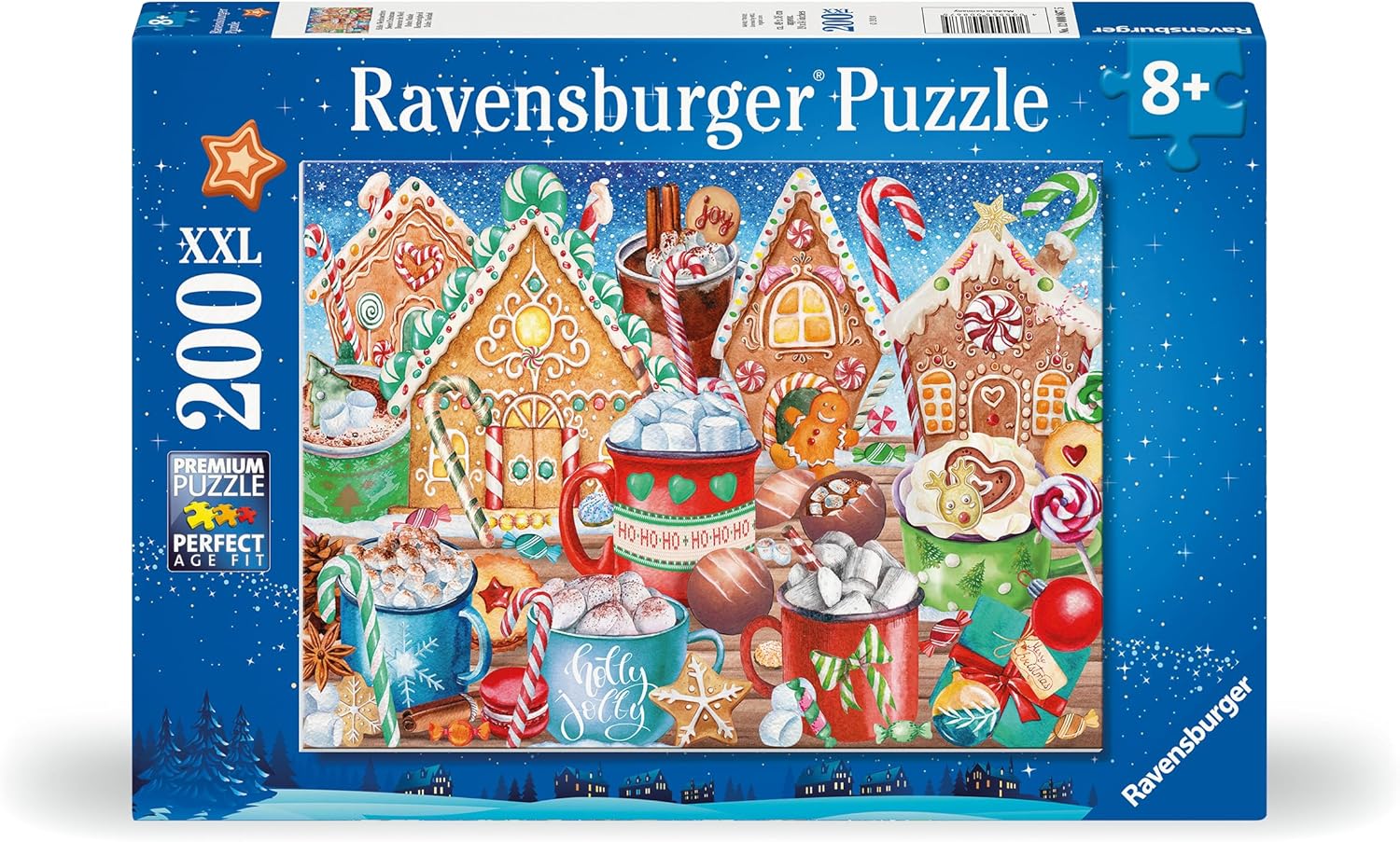 Ravensburger Sweet Christmas Treats – 200 Piece Jigsaw Puzzle for Kids | A Cozy Holiday Delight! | Warm Cups of Cocoa, Marshmallows & Gingerbread Fun | Durable & Kid-Friendly Pieces