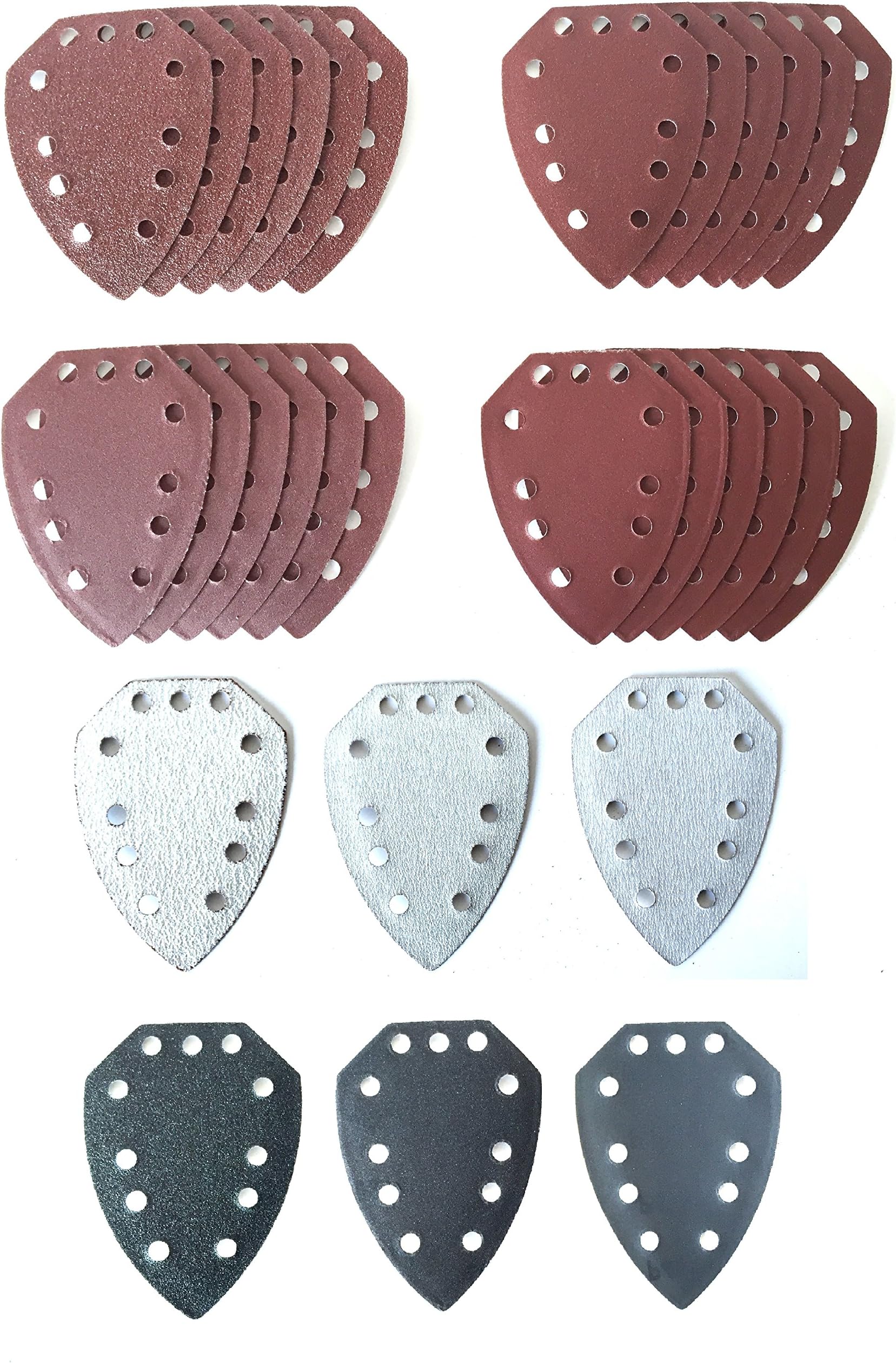 30 Mouse Sanding Sheets to fit Parkside Hand Sander PAHS 10.8 A1, PAHS 12 A1,PHS 160 A1, PHS 160 B2, PHS 160 B3, PMS 130, XQ², XQ², SE, Dimensions as PHSZ30A1, PHSZ30B2, PHSZ30C3 and PHSZ18C3