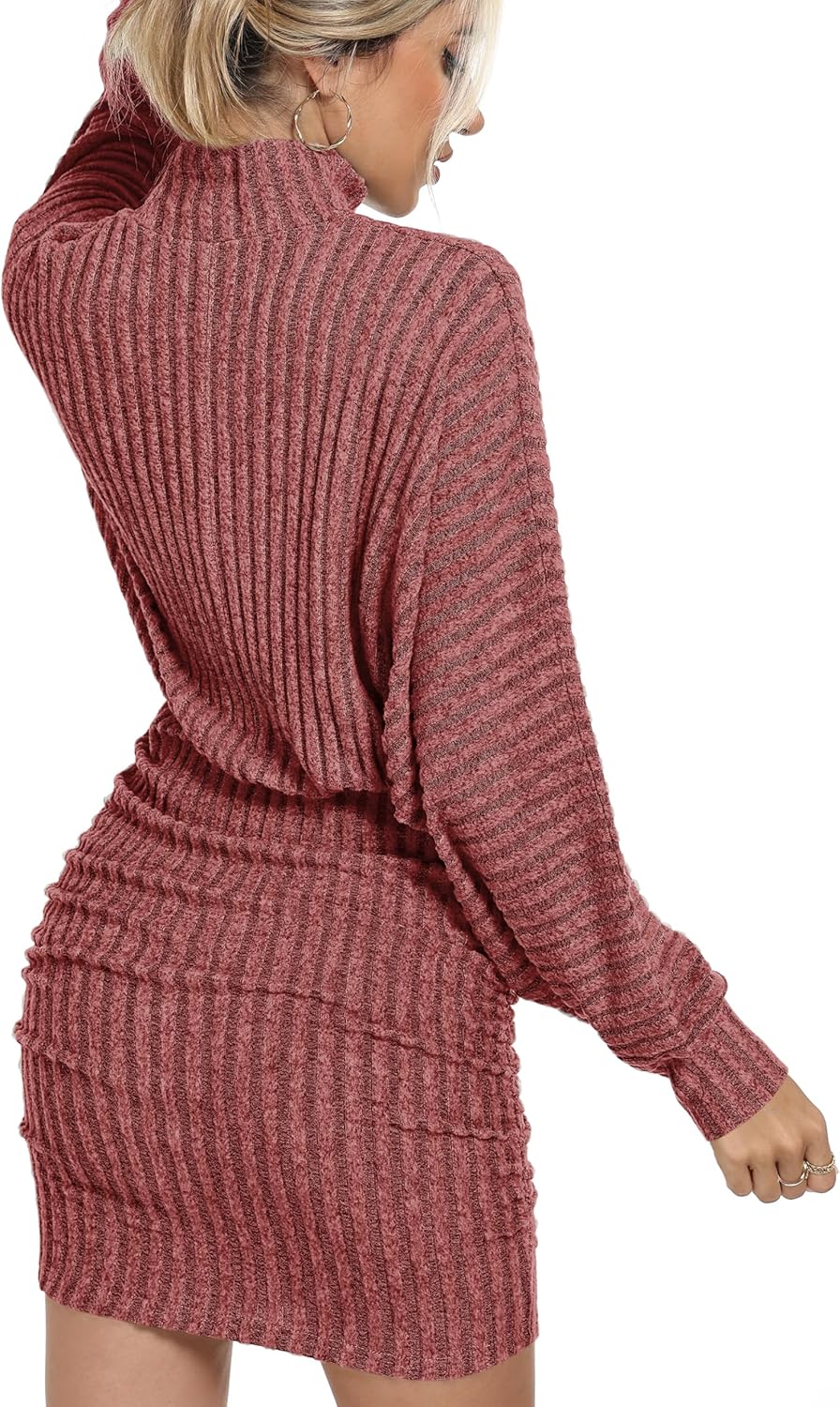 Motarto Women's Bodycon Sweater Dress Long Sleeve Turtleneck Lantern Sleeve Knit Mini Dress Fall Winter Party Casual - Image 4