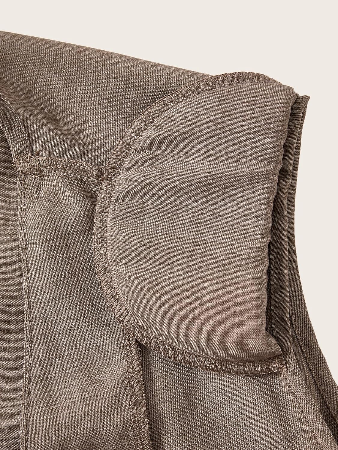 Women's 2 Piece Business Casual Outfits Summer Button Up V Neck Blazer Vest and Shorts Set - Image 3