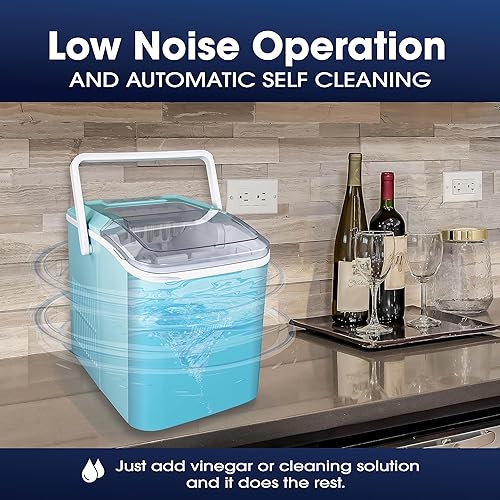 Miniatura 6 de Thermostar Máquina automática de hielo eléctrica portátil autolimpiante con asa, 26 libras en 24 horas con cuchara de hielo y cesta, perfecta para