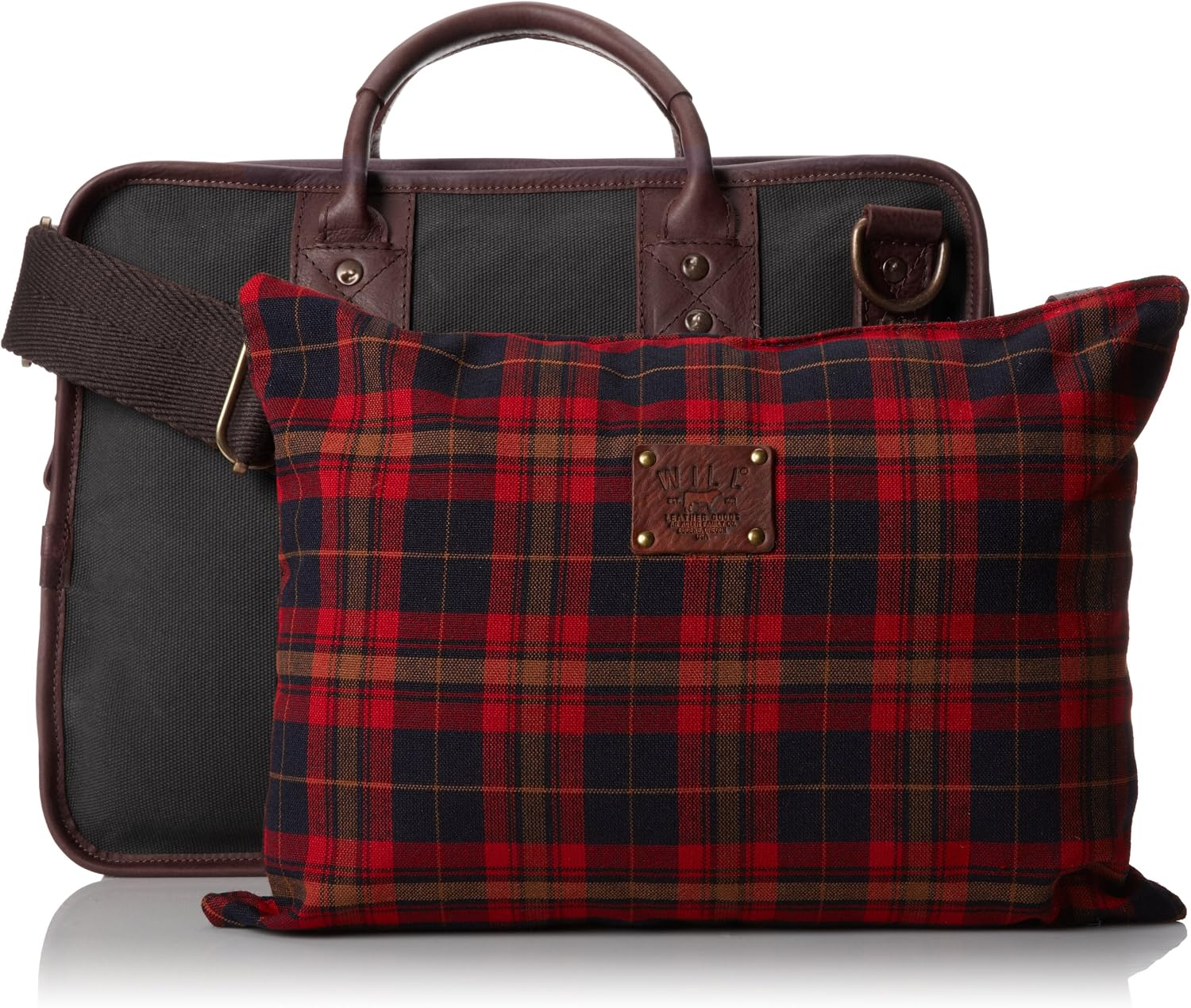 Will Leather Goods Men's Aldridge Portfolio Briefcase, Black/Brown, One Size