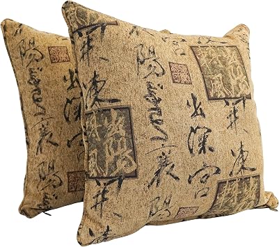 Blazing Needles Corded Square Jacquard Chenille Throw Pillow, 25", Calligraphy 2 Count