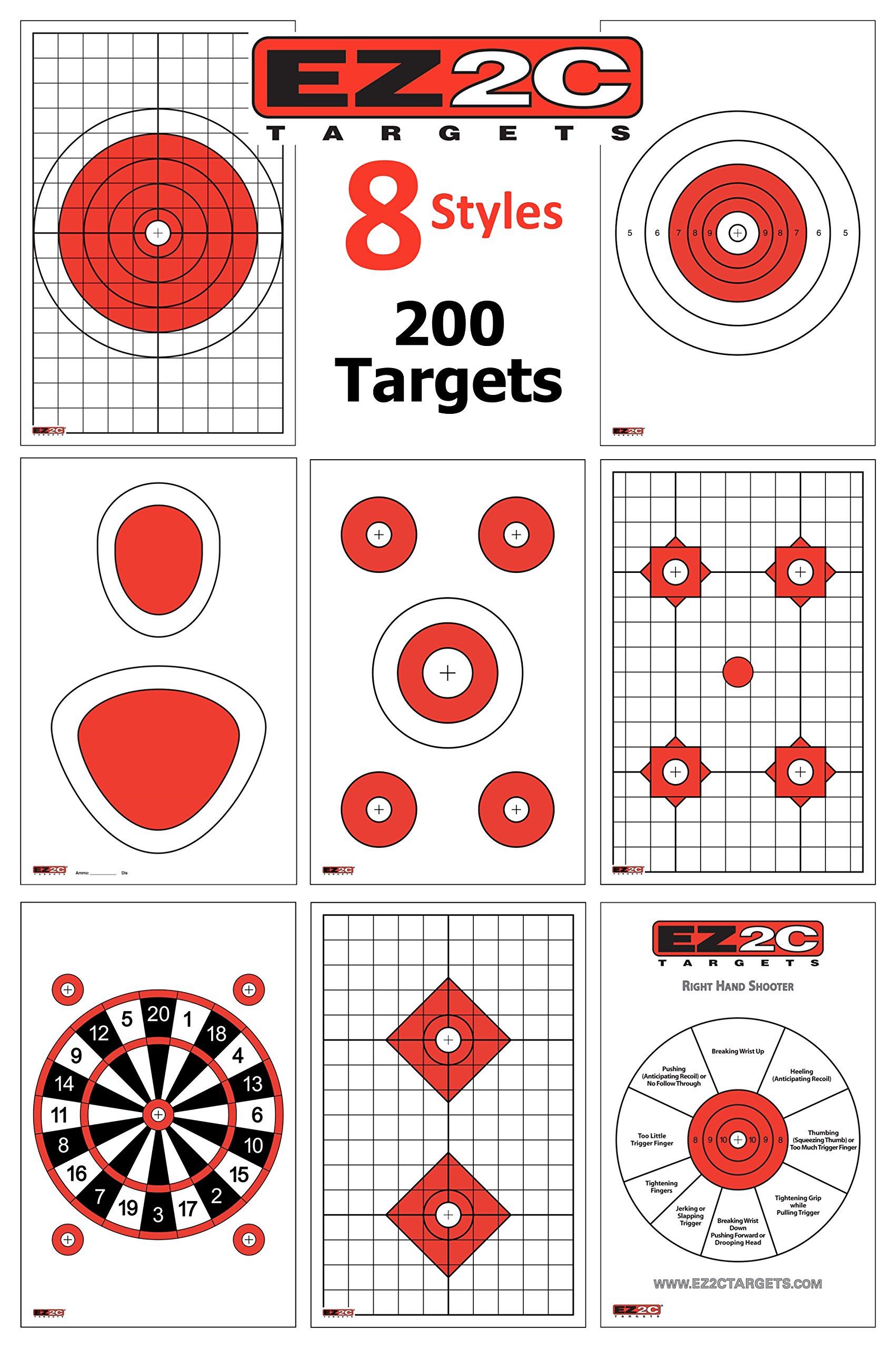 EZ2C200 Targets - Eight Popular Styles Combo Package