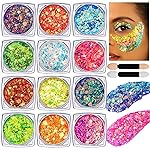 Teenitor Body Glitter Gel Face Glitter Makeup Festival Glitter, 12 Colors Face and Body Glitter Gel, Hair Glitter
