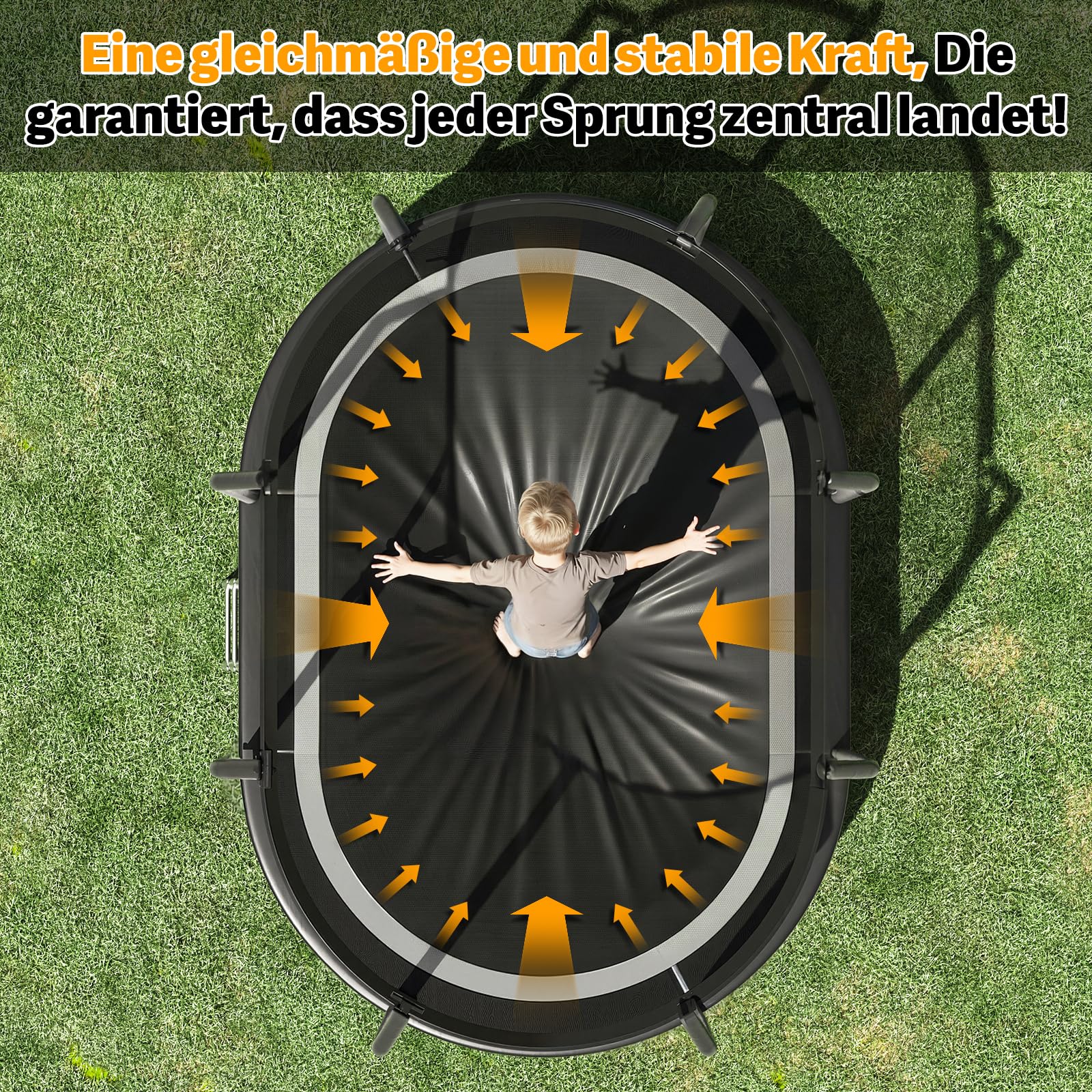 Devoko Outdoor Trampolin - Large Oval, 3 in 1 Familientrampolin Mit Sicherheitsnetz, Robuster Metallrahmen, Geeignet für Kinder und Erwachsene