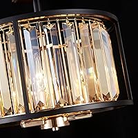 Vista 40 de AGV LIGHTING CL005BB K9 Crystal Semi Flush Mount Ceiling Light Fixture, Modern Design, E12 Base 3-Lights, D13 x H15, Chrome & Matte Black Finish