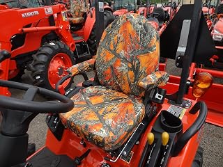 KU06, Kubota Seat Covers for Tractor L3240, L3940, L4060, L4240, L5040, L5240, L5740 I606 (MC2 Orange Camo)