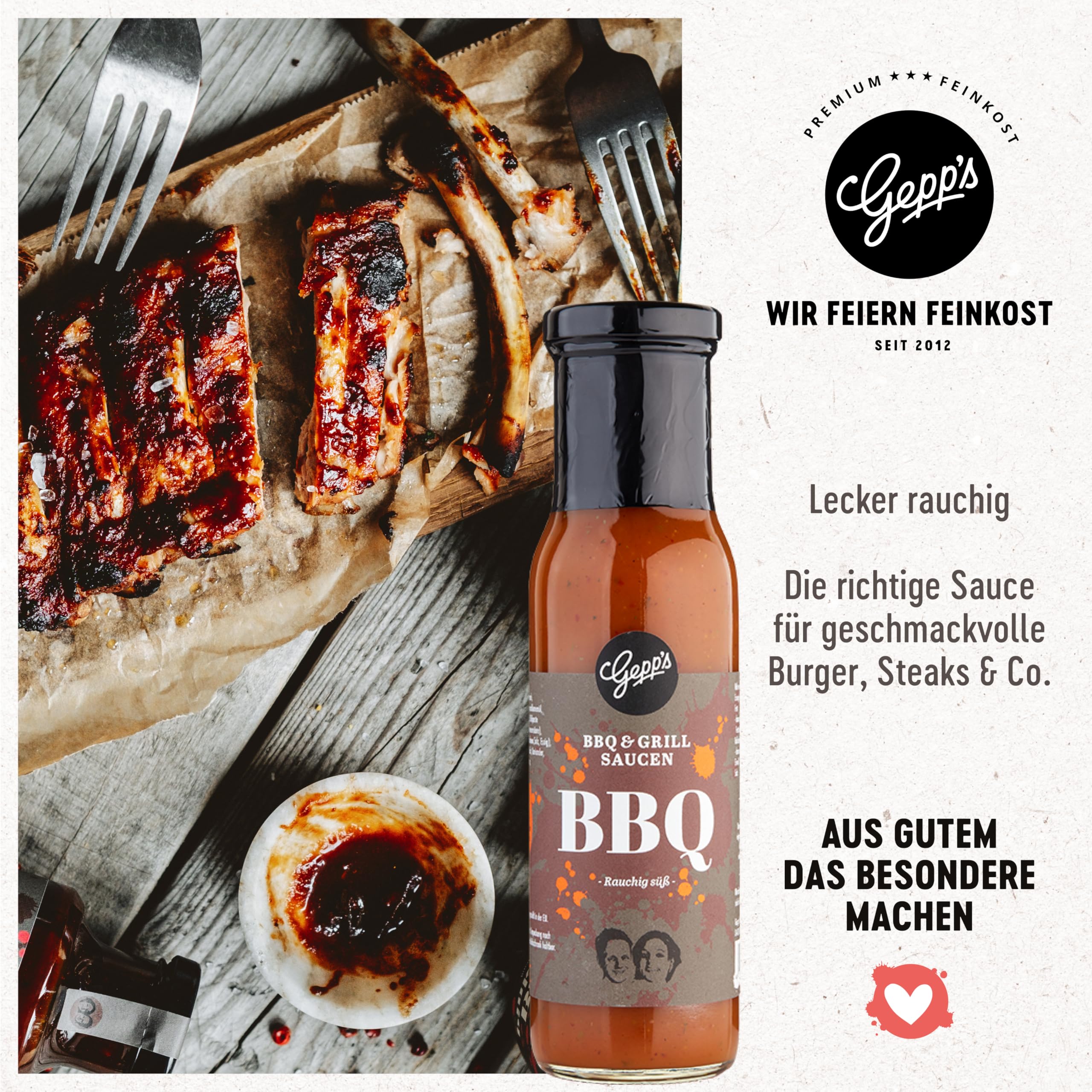 Gepp’s Feinkost Herrenhandtasche mit Delikatessen Knoblauch-Chili-Sauce Edelkräuter-Olivenöl Texas BBQ Rub Geschenkidee für Männer