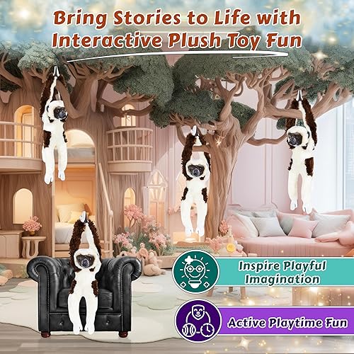 Vista 74 de Forest & Twelfth Gibón colgante para mamá y bebé de 28 pulgadas, animales de peluche para niños, lindos y abrazables, animales de zoológico ideales