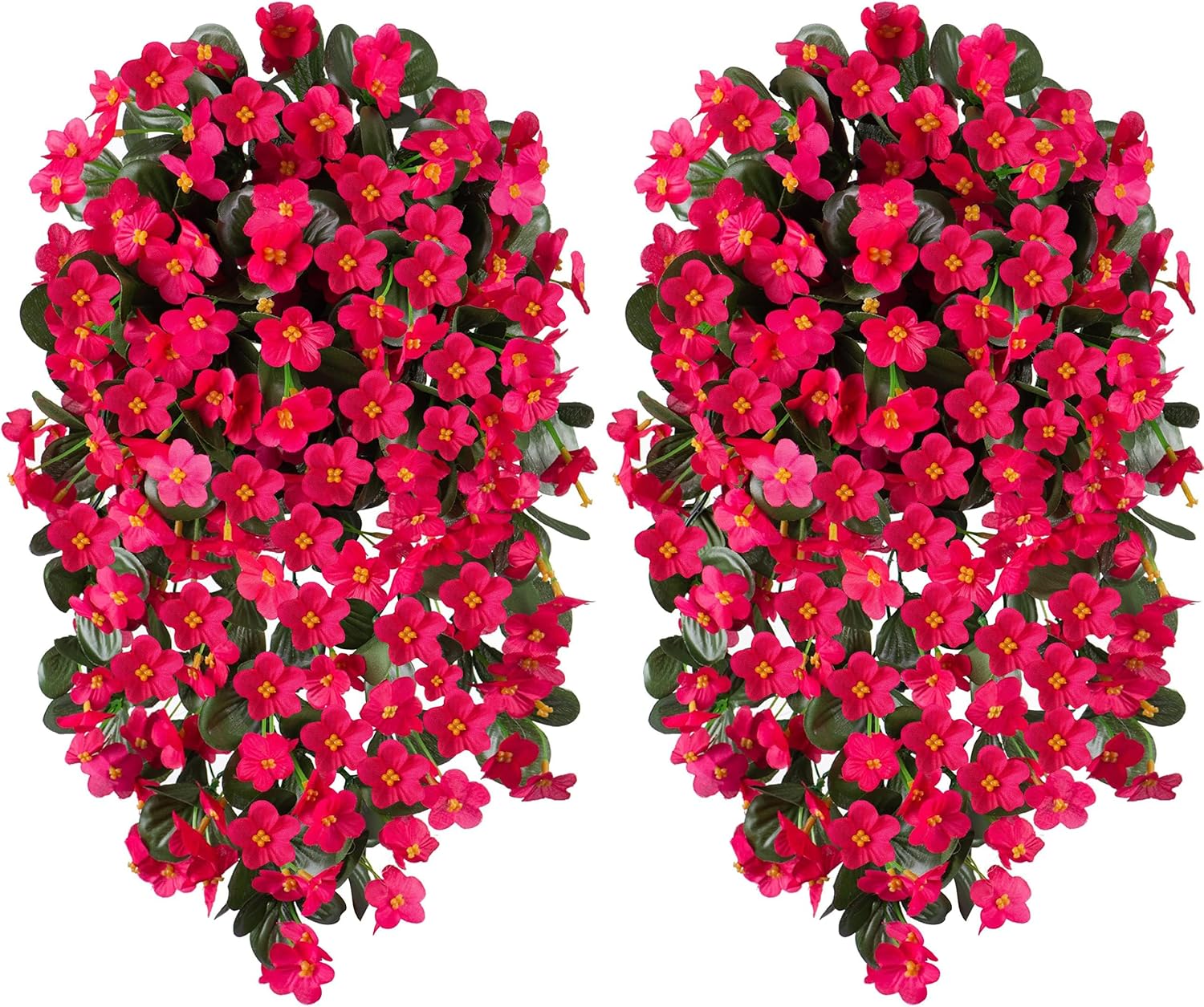 Artificial Faux Hanging Flowers Plants for Outdoor Outside Fall Decoration, 2 PCS Fake Silk Hotpink Daisy Mums Long Vines UV Resistant Realistic for Home Porch Patio Balcony Window Planter Pot - Image 8