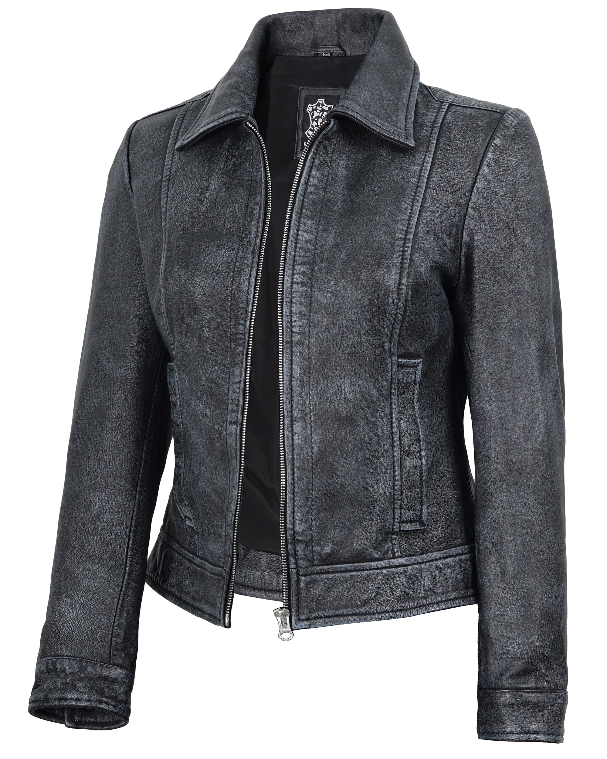 Decrum Women's Real Lambskin Leather Vintage Style Jacket for Women