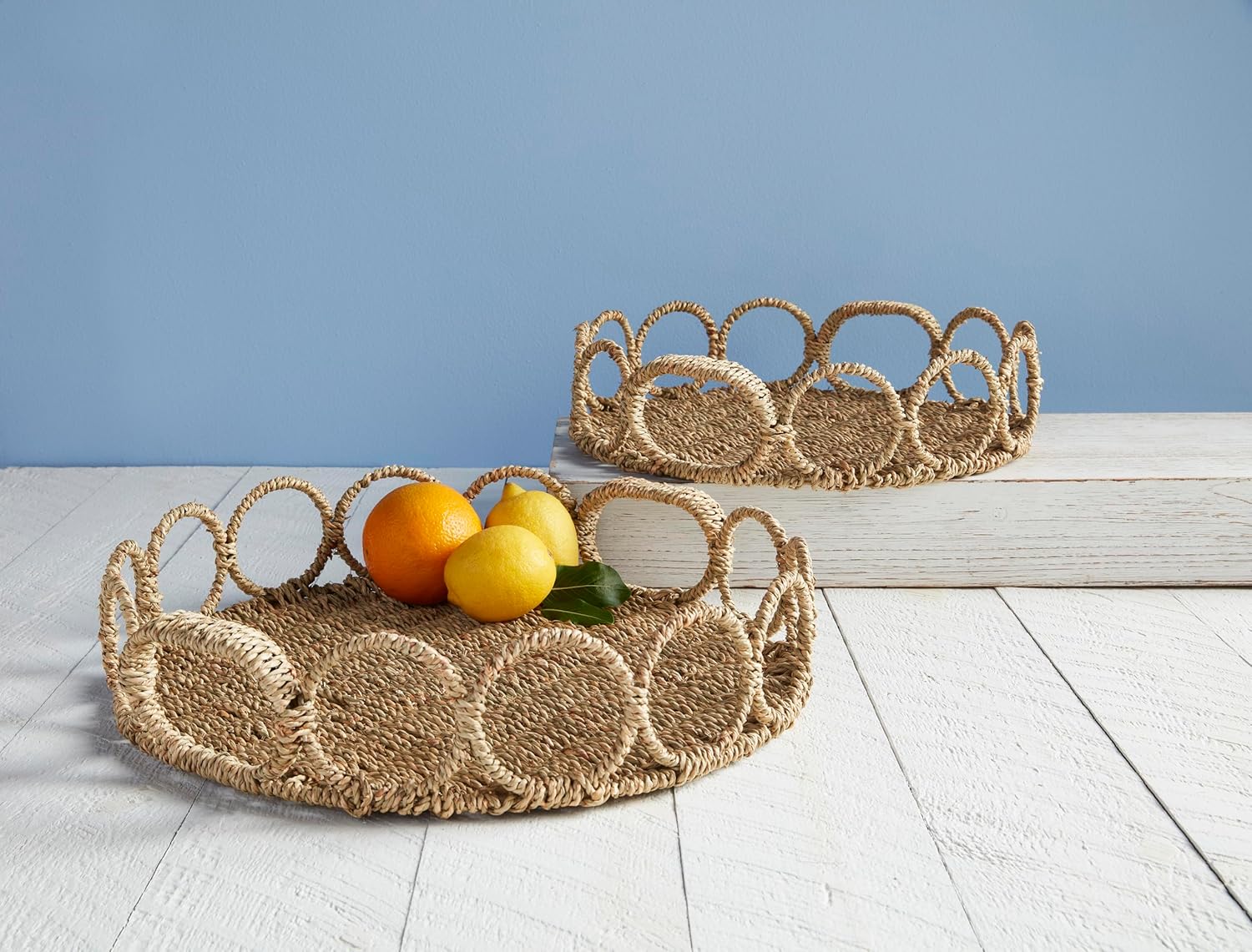 Mud Pie Seagrass Link Tray; 13 1/2" |15 1/2"