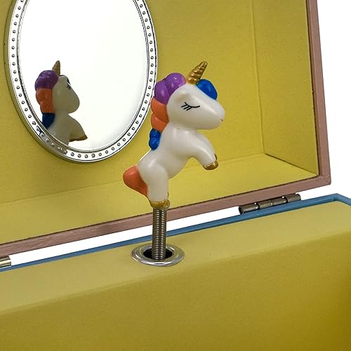 Miniatura 4 de The San Francisco Music Box Company Friendship - Cofre musical de 2 cajones de unicornio mágico con collar de unicornio arcoíris