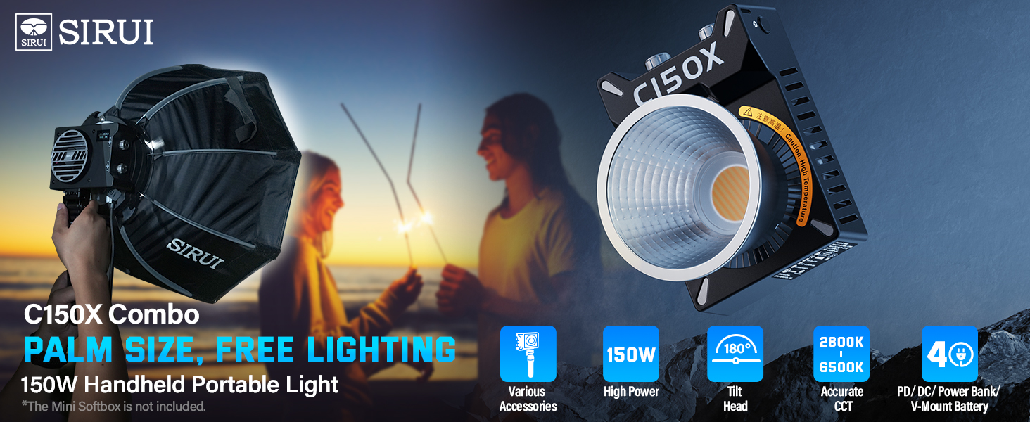 Amazon.com : SIRUI Super Bulbs C150X 150W LED Video Light, COB 