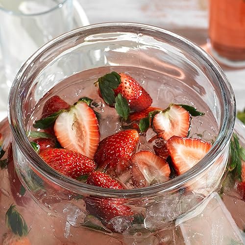 Miniatura 7 de Dispensadores de bebidas de vidrio de 3 galones para fiestas, dispensadores clásicos de bebidas con tapa de vidrio con mango y grifo 100% a prueba