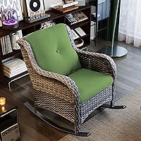 Vista 82 de Juego de 2 sillas de patio giratorias de 360 grados para exteriores y mesa auxiliar a juego – 3 sillas deslizantes de mimbre para patio con cojines