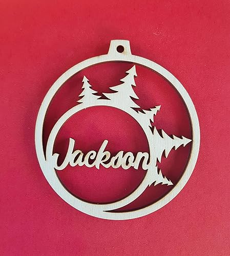 Personalized Christmas Bauble, Wooden Name Ornament for Christmas Stocking