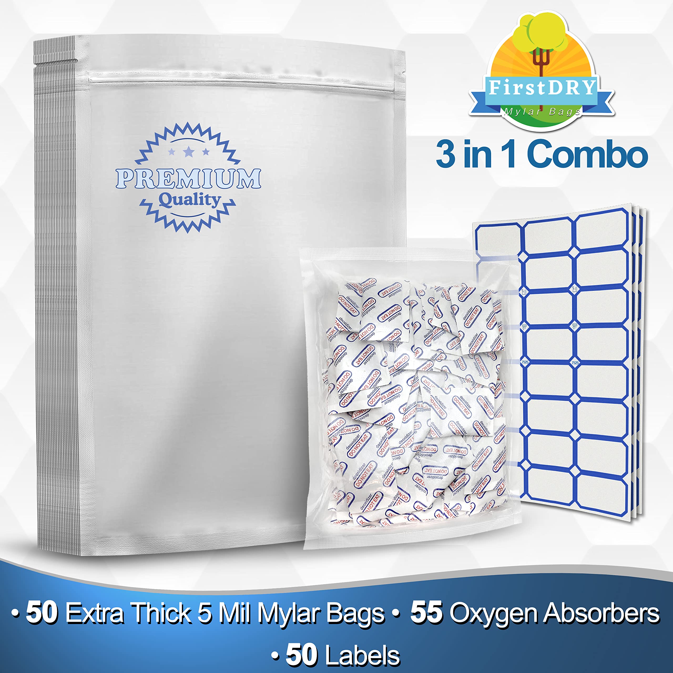 Buy 50 x FirstDRY 1 Gallon Mylar Bags Extra Thick 10 Mil (5 Mil each