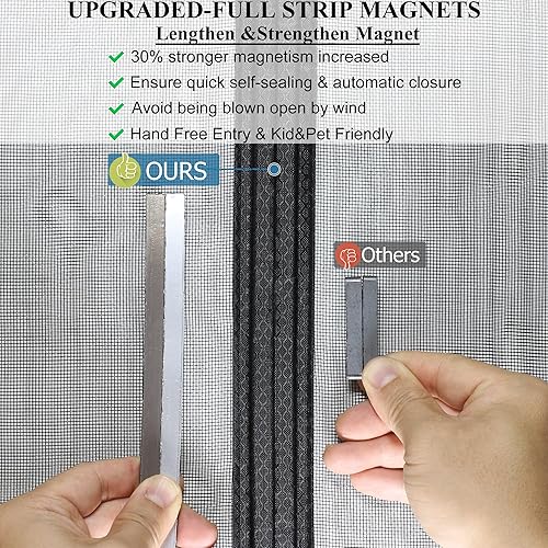Miniatura 4 de Mpmedo Puerta magnética de malla con imanes actualizados - Modelo de tira completa, malla de fibra de vidrio resistente con imán, pantalla de puerta