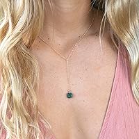 Vista 2 de Luna Tide Emerald Raw Nugget Lariat in 14k Rose Gold Fill