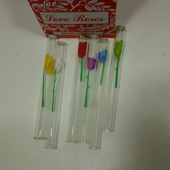 LOVE ROSE Flower in Glass Tubes X 6 Amazon.co.uk