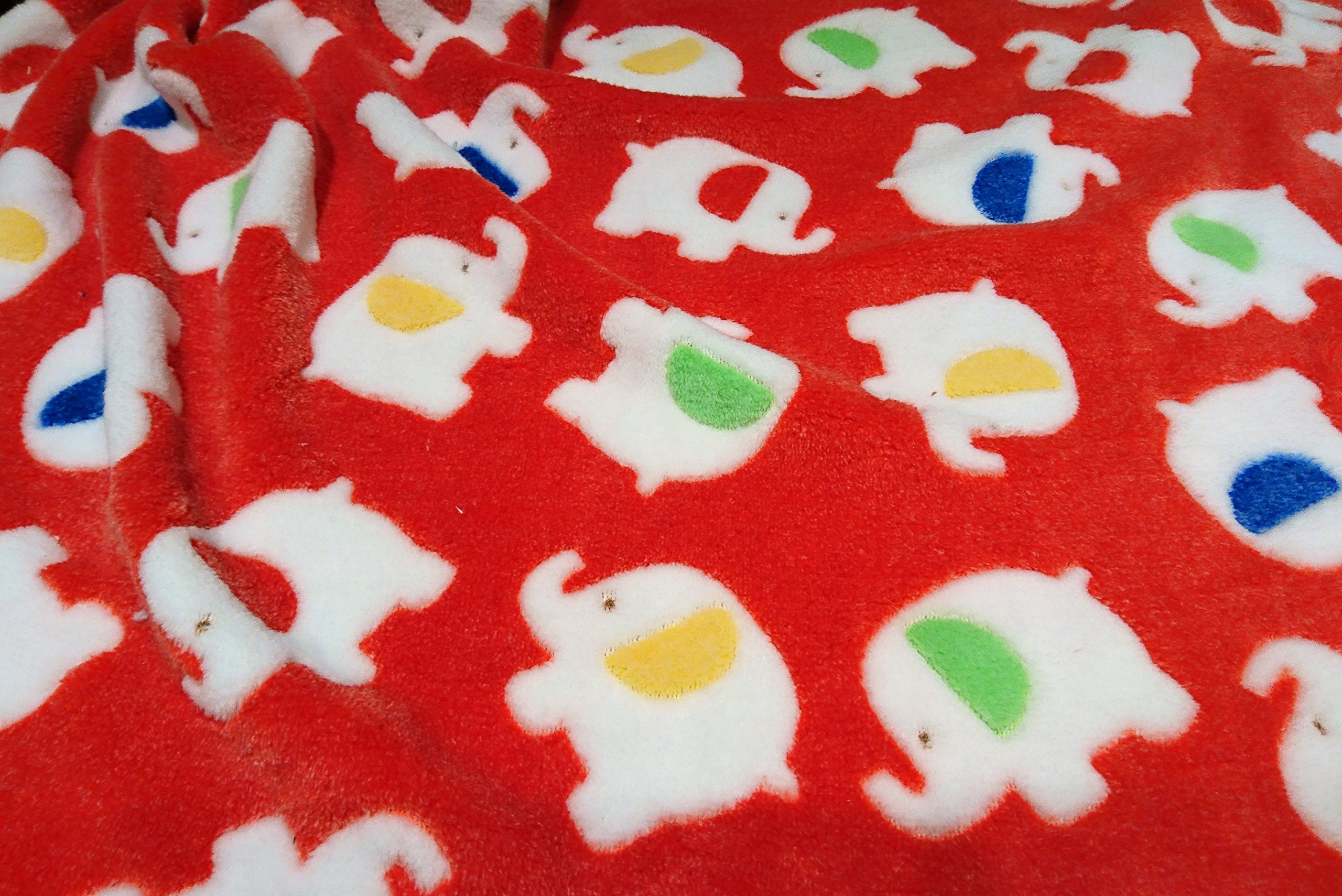 CRS VENDOR LTD. Double Sided Supersoft Cuddlesoft Fleece Fabric Material - ELEPHANTS RED