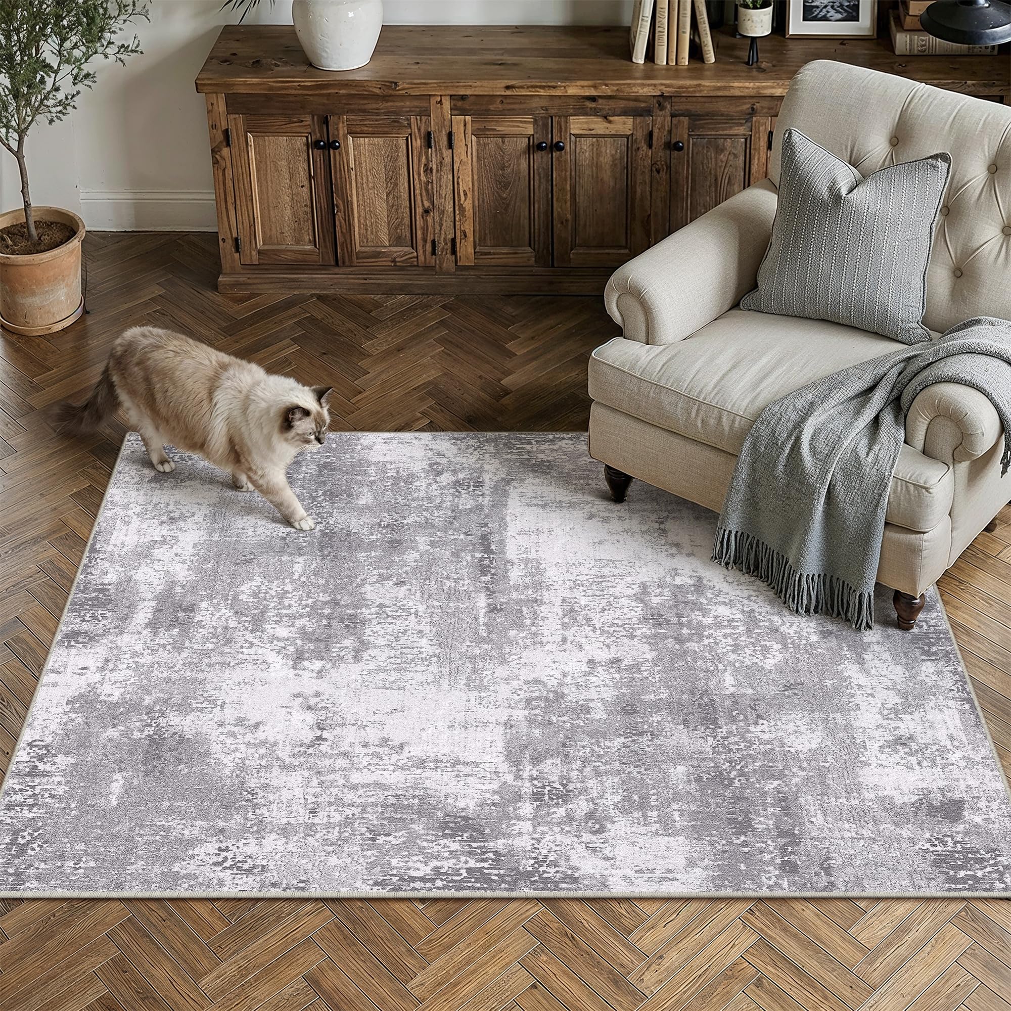 PureCozy Rugs Living Room 120x170cm Grey Washable Area Rug