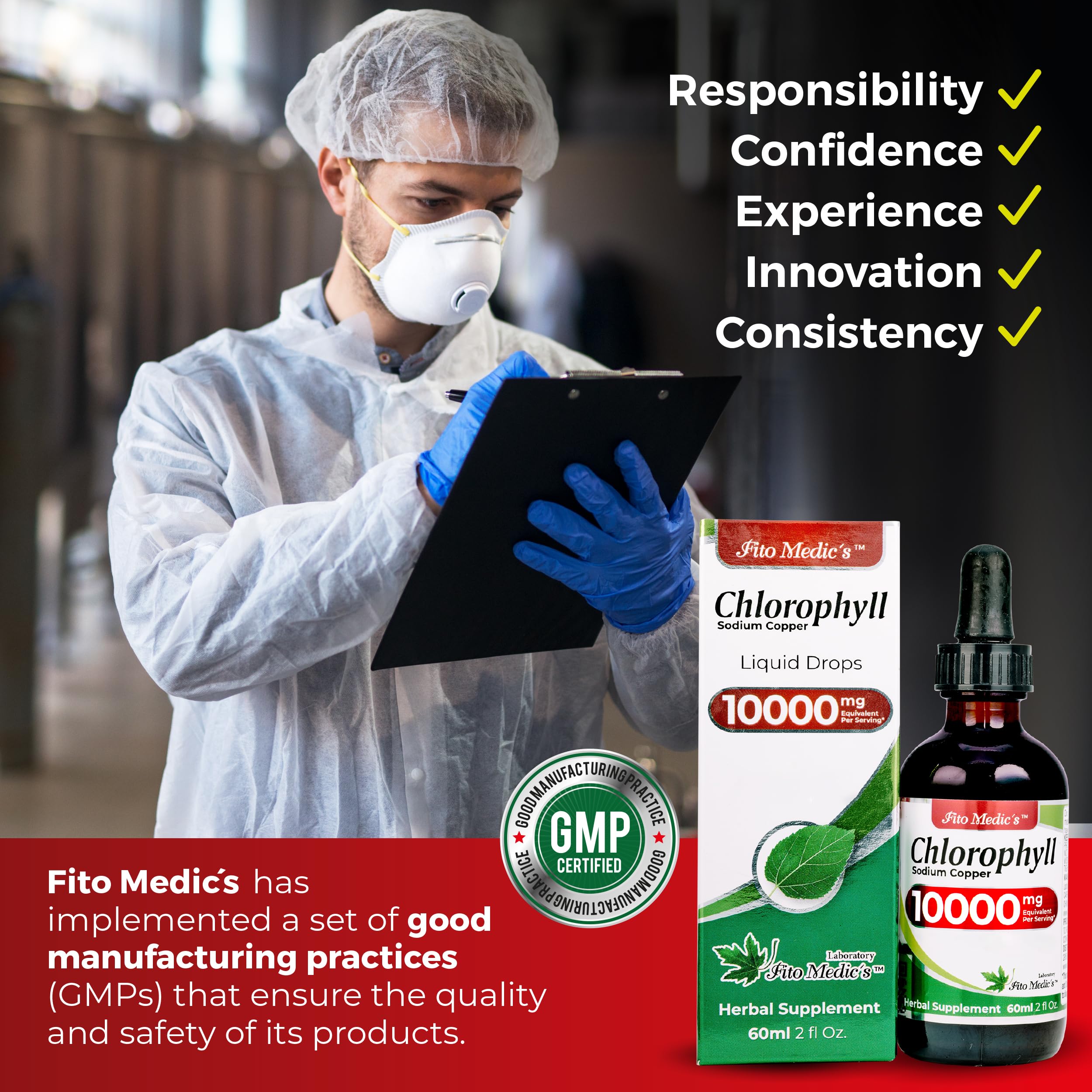 FITO MEDIC'S Lab | Liquid Chlorophyll | Chlorophyll Liquid Drops | 50 mg 200:1 Ratio Extract per Serving. — Amazon image 6