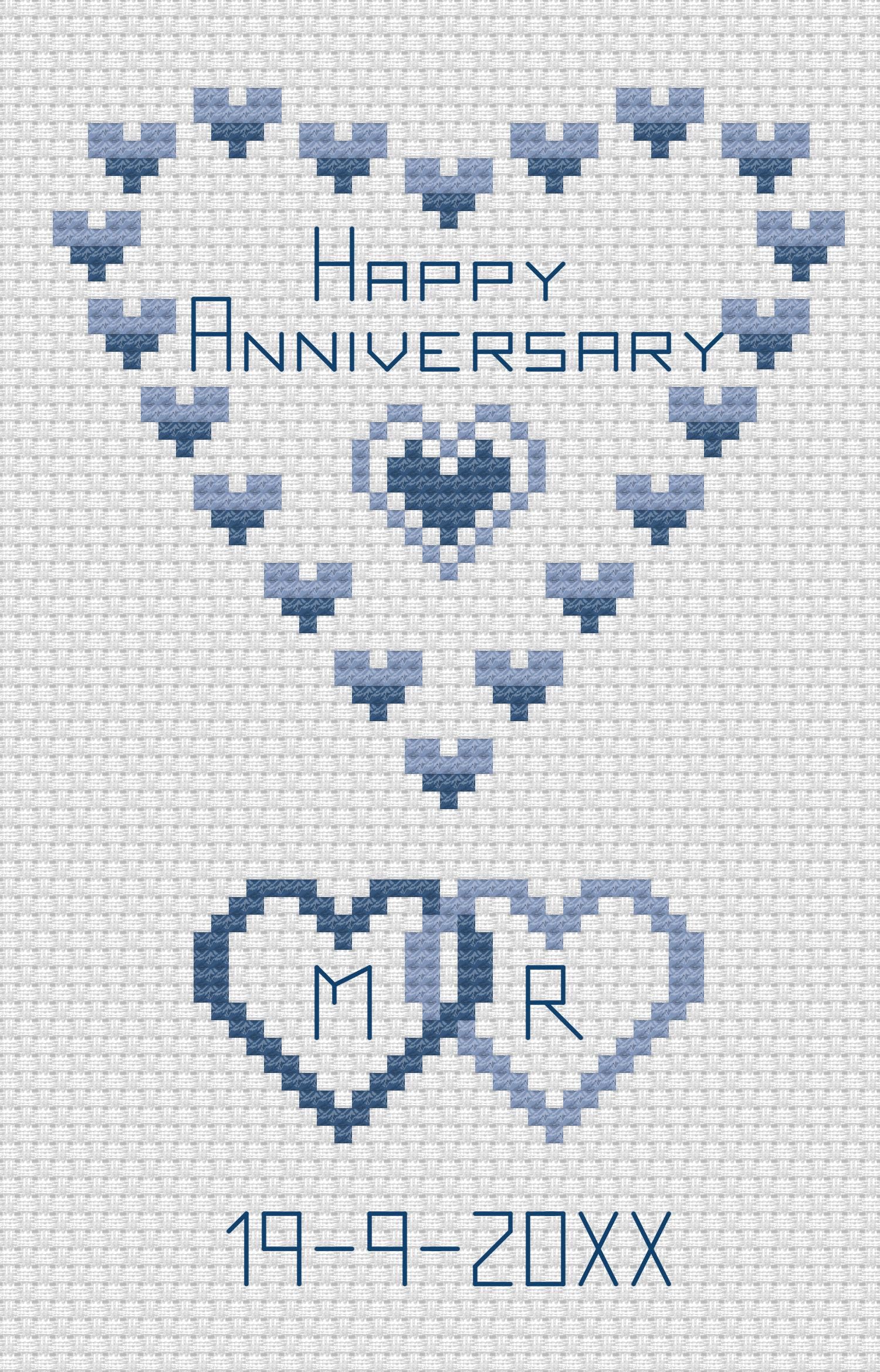 Florashell Needlecrafts Clear Happy Anniversary Cross Stitch Card Kit