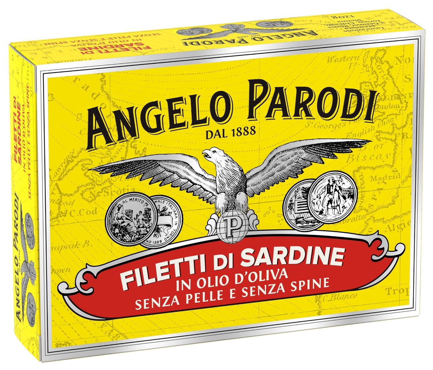 Angelo Parodi Sardines Boneless and Skinless Fillets in Pure Olive Oil | 10 Pack | Imported from Italy | Wild Caught and Hand Selected | Premium All Natural | Gourmet Fillets in 3.70 oz Can (105 Gram)
