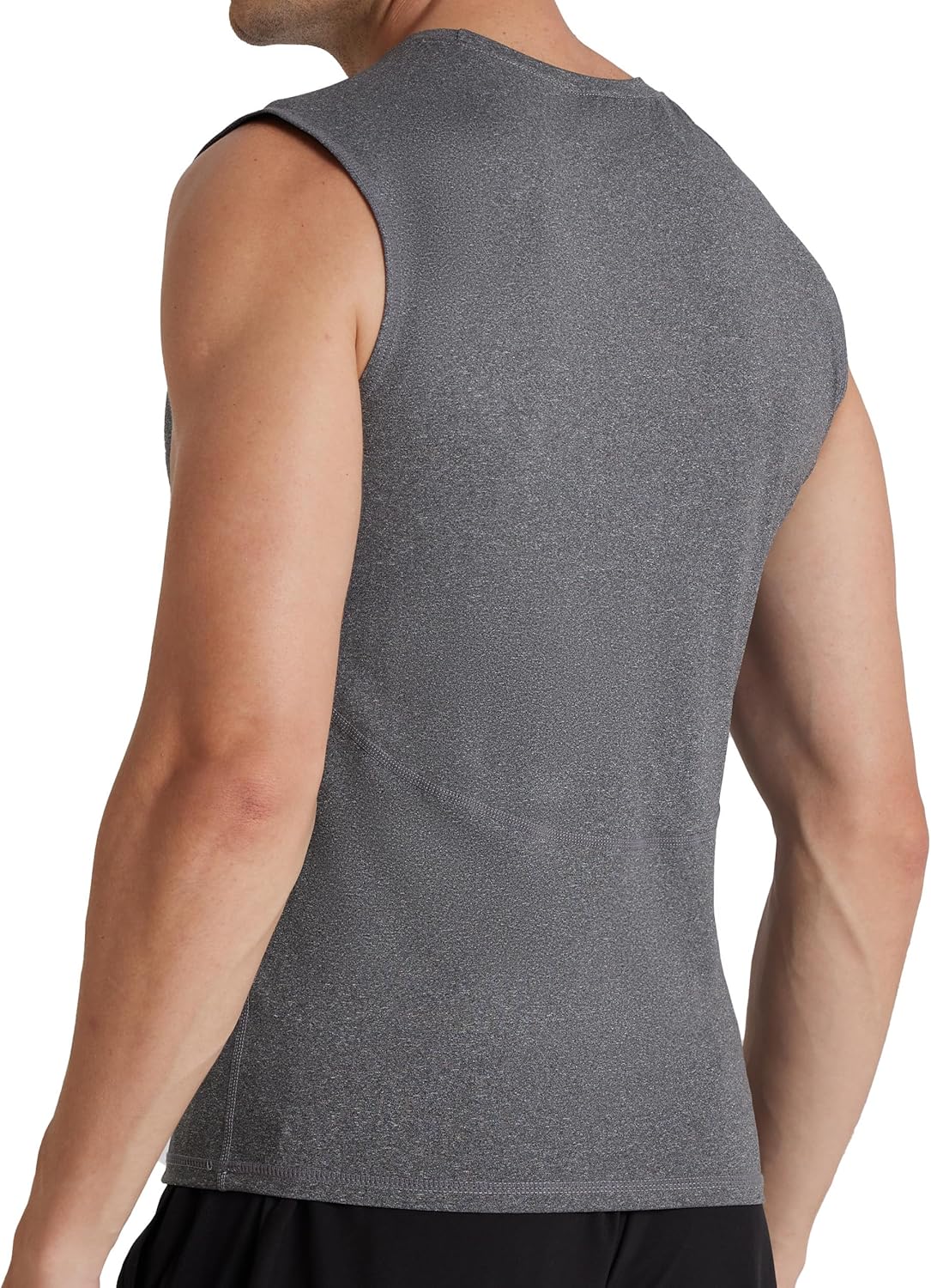 Compression Shirts for Men, Athletic Sleeveless Tank Top, Sport Workout Undershirt Football Basketball Base Layer Gray - Image 3