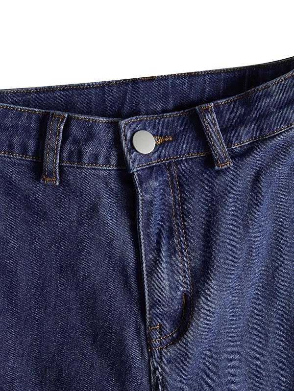Milumia Girl's Bell Bottom Jeans Bootcut Flare Wide Leg Denim Pants with Pockets Deep Blue 9 Years by Milumia - Image 5