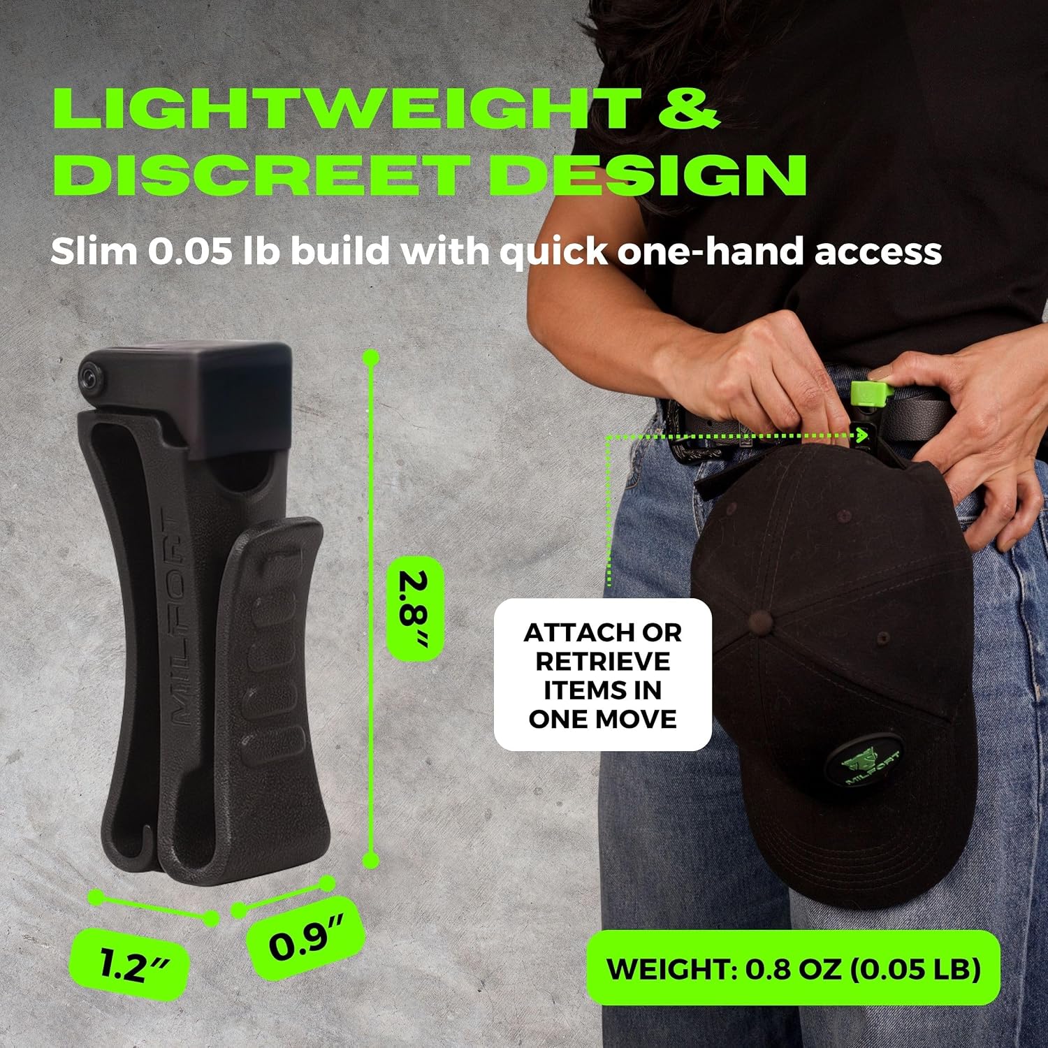 3 Pack x Belt Clip Holder. Belt Clip for Keys, caps, Sunglasses, Gloves. Fits 2”-2.25” Duty Belts & adapts to 1.5” Everyday Belts. Law Enforcement Accessories.