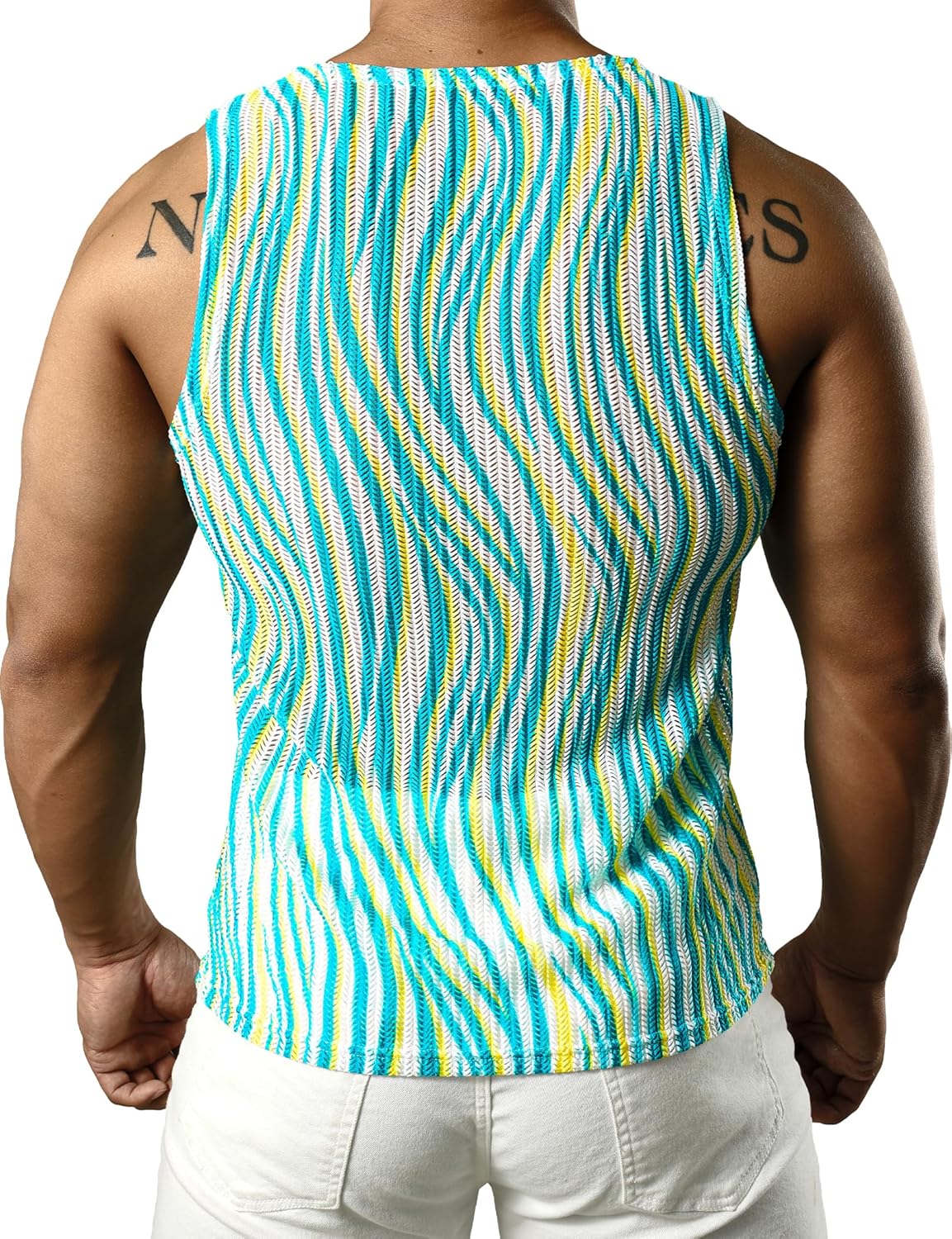 JOGAL Men's Mesh Fitted Sleeveless Muscle Tank Top - Image 2