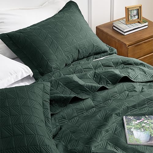 Vista 50 de Bedsure - Juego de colcha tamaño individual extralargo, ultrasónico suave, diseño de trébol, colcha ligera para todas las estaciones