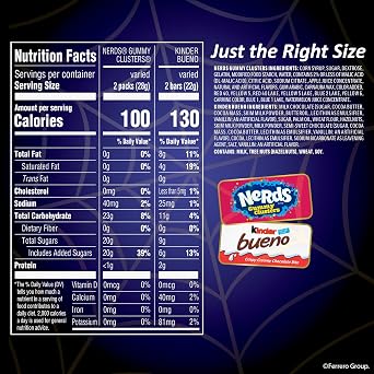 Kinder Bueno & NERDS Gummy Clusters Halloween Variety Pack, Snack Size, 60 Pieces, 26.3 oz