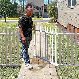 Zippity Burbank No Dig Vinyl Picket Gate Kit - 3.5ft H x 5ft W White Yard Fence, Easy Install Outdoor Patio Gate ZP19071