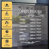 Vista 2 de Letrero comercial personalizado - Logo de tienda para ventana - Horarios de operación interior exterior - Calcomanía adhesiva reversible