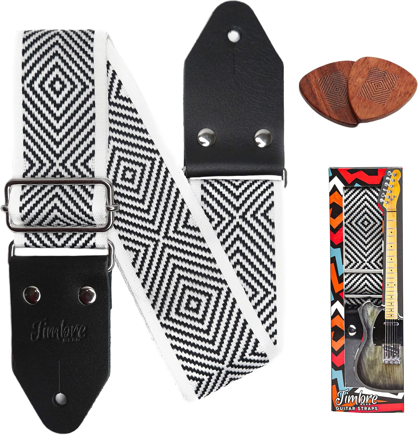 TimbreGear Retro Woven Guitar Strap Great for Use As Bass