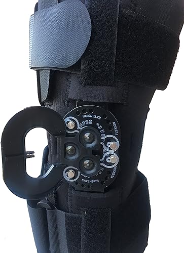 Miniatura 6 de Alpha Medical Rodillera estabilizadora y manga de compresión con bisagras laterales y correas para soporte de rodilla, recuperación de lesiones y