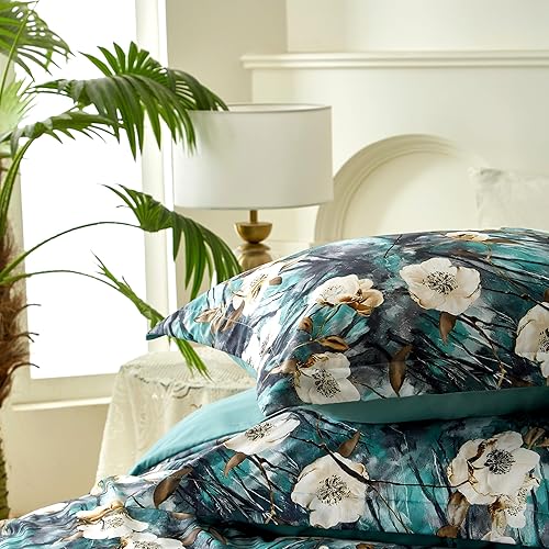 Miniatura 7 de Cupocupa Juego de Funda de Edredón Twin - Ropa de Cama Vintage Floral Boho, Funda de Edredón de Microfibra con Estampado de Arte Botánico Verde
