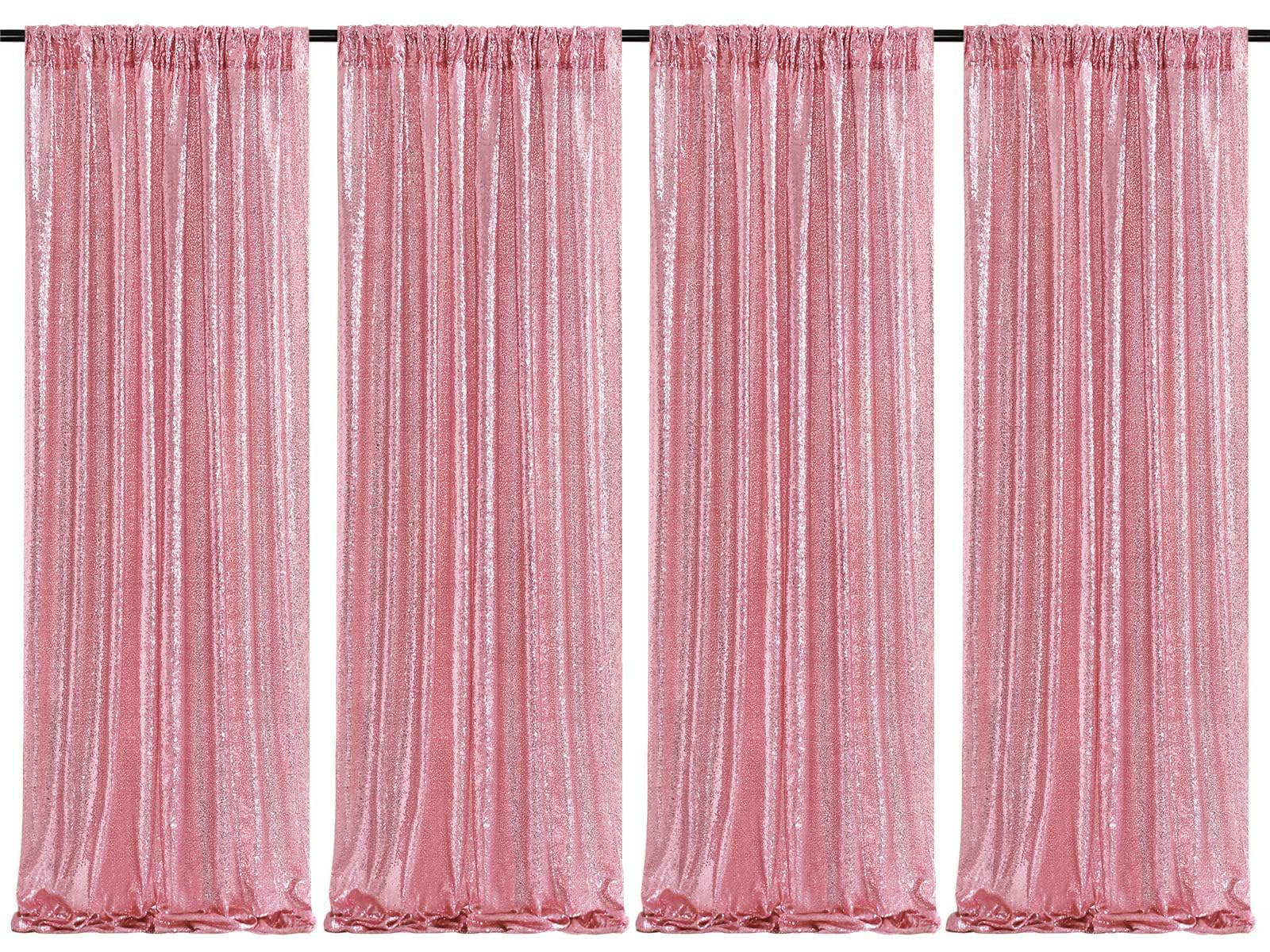 2 Pieces Gold Sequin Backdrop Curtain Panels Stage 2FTx8FT Party Wedding Background Drapes — view 38